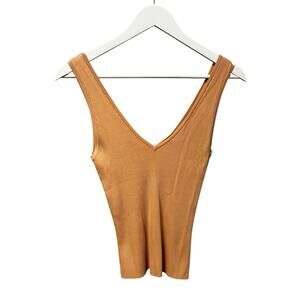 NWT Ulla Johnson Swim & Resort Biscuit August V Neck Ribbed Tank Womens US 8